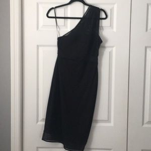 One shoulder black / mesh dress